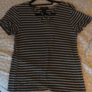 Gray and White Cut-out top